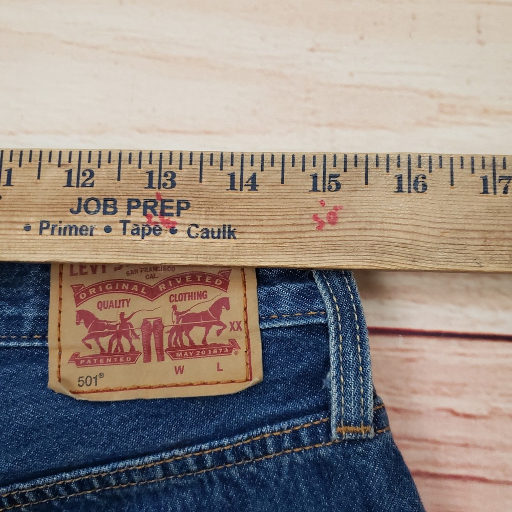 Levis 501 Shorts Womens 29 Blue High Rise Button Fly Denim Cut Off Medium Wash - Picture 8 of 10